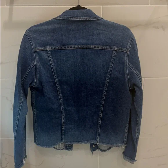 L'AGENCE Blue Raw Cut Denim Jacket - Picture 7 of 8
